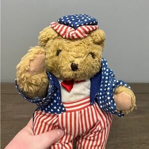 Americana Patriotic 4th of July, Memorial Day Bear‎ Plush w/ Hang Tag